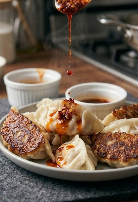 Trader Joes Dumpling Recipe with Chili Soy Sauce